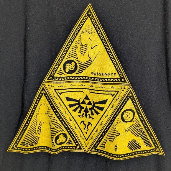 Legend of Zelda Nintendo T Shirt Size L Black Gold Triforce Graphic Gamer Tee - Picture 2 of 4